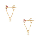 925 Silver Red Zircon Chain Drop Earrings Front Back Dangle Earrings