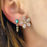 925 Silver Rose Red Zircon Tassel Earrings