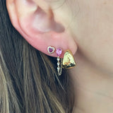 925 Silver Rose Red Zircon Tassel Earrings