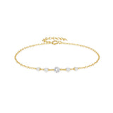 925 Sterling Silver Row Five Zircon Bracelet For Women