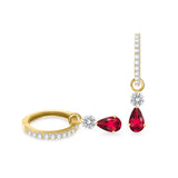 925 Silver Royal Garnet Red CZ Charm Dangle Earrings For Women