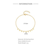 925 Sterling Silver Sequins Bracelet Minimalist Style Adjustable Chain