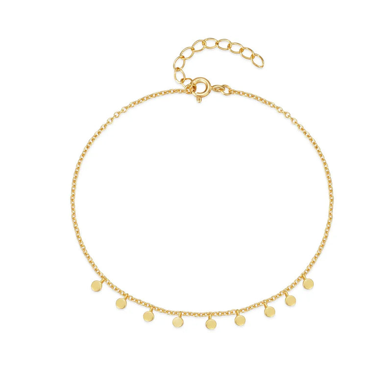 925 Sterling Silver Sequins Bracelet Minimalist Style Adjustable Chain