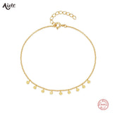 925 Sterling Silver Sequins Bracelet Minimalist Style Adjustable Chain
