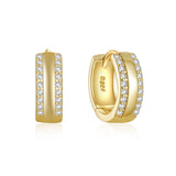 925 Silver CZ Pave Wide Chain Huggie Earrings