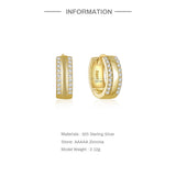 925 Silver CZ Pave Wide Chain Huggie Earrings