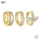 925 Silver CZ Pave Wide Chain Huggie Earrings