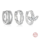 925 Silver CZ Pave Wide Chain Huggie Earrings