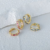 925 Silver CZ Pave Wide Chain Huggie Earrings