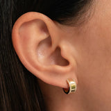925 Silver CZ Pave Wide Chain Huggie Earrings