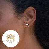 925 Silver Evil Eye Stud Earrings with Crystal Charms