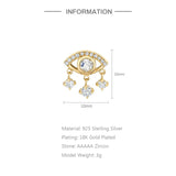 925 Silver Evil Eye Stud Earrings with Crystal Charms