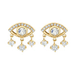 925 Silver Evil Eye Stud Earrings with Crystal Charms
