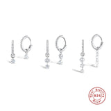 925 Silver Zircon Charms Earrings Delicate Crystal Pave Circle