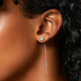 925 Silver CZ Butterfly Stud Chain Tassel Earrings