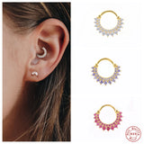 925 Silver Double Layer Rhinestone Hoop Earrings for Women