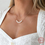925 Sterling Silver Pearl Beads Pendant Necklaces For Women