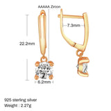 925 Silver CZ Charm Circle Drop Earrings Wedding Engagement Party Jewelry