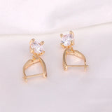 925 Silver CZ Charm Circle Drop Earrings Wedding Engagement Party Jewelry