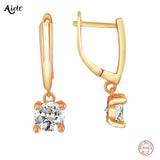 925 Silver CZ Charm Circle Drop Earrings Wedding Engagement Party Jewelry