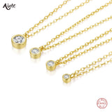 925 Silver Zircon Pendant Chain Choker Necklace for Women