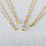 925 Silver Zircon Pendant Chain Choker Necklace for Women