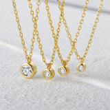 925 Silver Zircon Pendant Chain Choker Necklace for Women