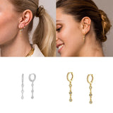 925 Silver Zircon Bee Pendant Drop Earrings