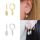 925 Silver Zircon Bee Pendant Drop Earrings