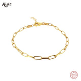 925 Silver Hollow Thick Chain Bracelet Women Minimalist Rock Punk Jewelry