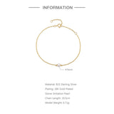 925 Silver Pearl Chain Bracelet Women 18K Plated