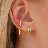 925 Silver Clip Earrings with Zircon Pendant