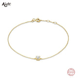 925 Silver Zircon Chain Bracelet 18K Plated Jewelry