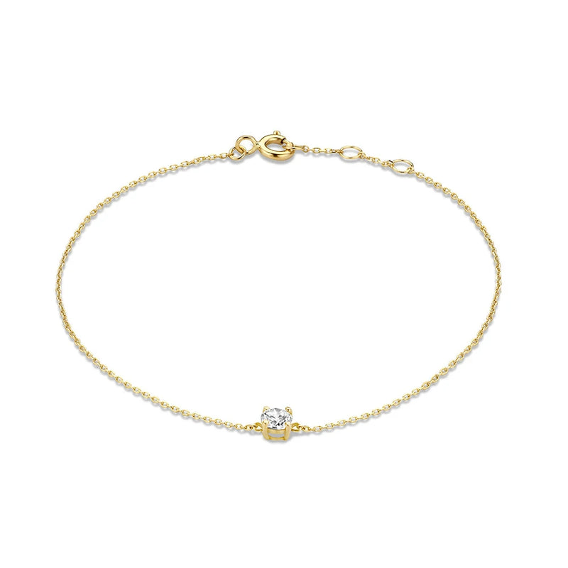 925 Silver Zircon Chain Bracelet 18K Plated Jewelry