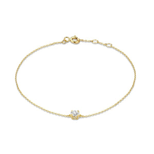 925 Silver Single Round Zircon Chain Bracelet For Women 18K Plated Jewelry