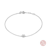 925 Silver Single Round Zircon Chain Bracelet For Women 18K Plated Jewelry