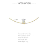 925 Silver Single Round Zircon Chain Bracelet For Women 18K Plated Jewelry