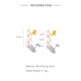 925 Silver Single Row Pearl Stud Earrings Women's Jewelry Gift