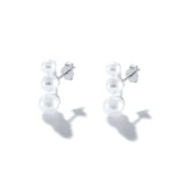 925 Silver Single Row Pearl Stud Earrings Women's Jewelry Gift