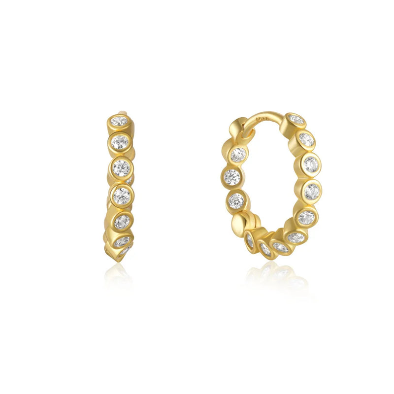925 Silver Zircon Hoop Earrings Piercing Jewelry for Women