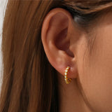 925 Silver Zircon Hoop Earrings Piercing Jewelry for Women