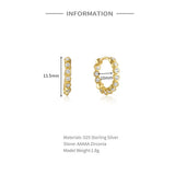 925 Silver Zircon Hoop Earrings Piercing Jewelry for Women