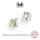 925 Silver Sea Zircon Stud Earring Spanish Jewelry