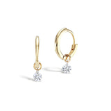 925 Silver Clear CZ Earrings 9mm Hoops for Women