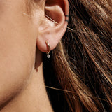 925 Silver Clear CZ Earrings 9mm Hoops for Women