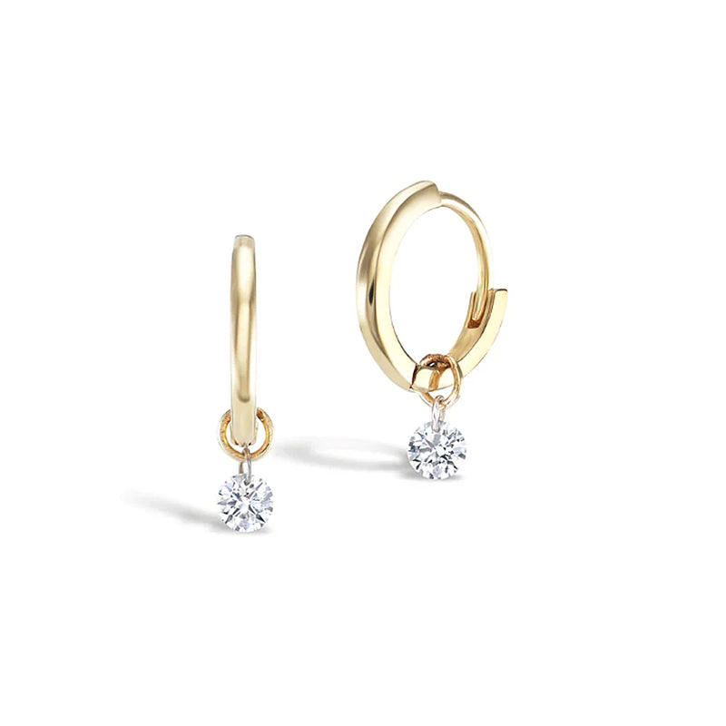 925 Silver Clear CZ Earrings 9mm Hoops for Women