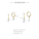 925 Silver Clear CZ Earrings 9mm Hoops for Women