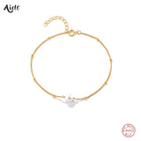 925 Silver Small Ball Beads Chain Bracelet Slim Thin Round Pearl Bracelet