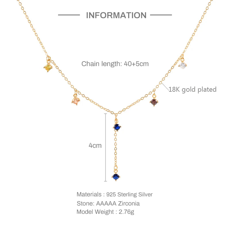 925 Silver Zircon Charm Pendant Necklace French Style Clavicle Choker