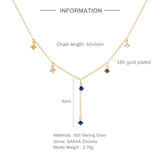 925 Silver Zircon Charm Pendant Necklace French Style Clavicle Choker